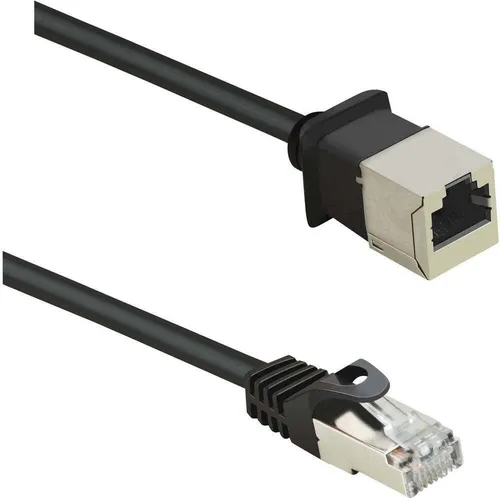 Renkforce RF-4394127 RJ45 Netzwerkkabel, Patchkabel CAT 5e F/UTP 5.00 m Schwarz Verlängerungskabel mit Rastnasenschutz,