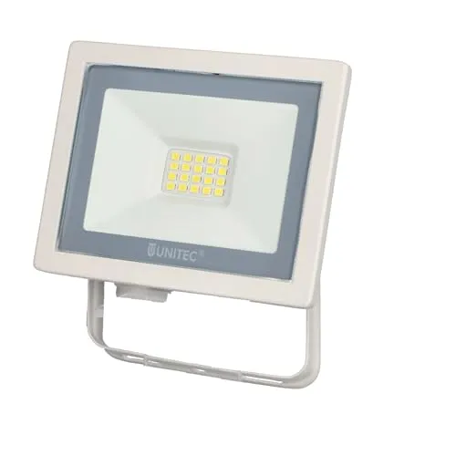 UNITEC LED Strahler 7 W, 850 Lumen, IP65, Aluminiumdruckguss, Stecksystem & Schwenk-Bügel, Sicherheitsglas, energiesparend, langlebig, weiß