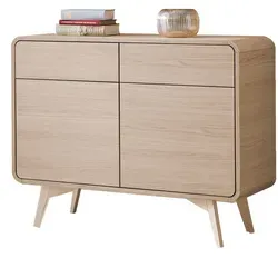 Furn.Design Sideboard 'Elverum' aus Eiche, 108x84 cm - Modernes Sideboard 'Elverum' in Eichenoptik, ideal für Ihr Wohnzimmer. Mit 2 Türen und 2 Schubläden bietet es viel Stauraum und eine pflegeleichte Oberfläche. Push-to-Open Funktion für eine grifflose Bedienung.