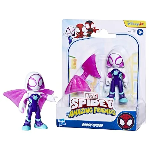 Marvel Spidey und Seine Super-Freunde – Ghost-Spider Actionfigur 7,6 cm beweglich – Mit abnehmbarem Flügelarm-Accessoire – Seriengetreues Design – Spielzeug ab 3 Jahren