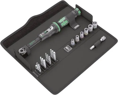 Wera Drehmomentschlüssel-Satz Click-Torque A 6 Set - 1/4 Zoll, präzise Drehmomente bis 25 N·m, inkl. 6 Sechskantsteckschlüssel und Prüfzertifikat in Textilbox