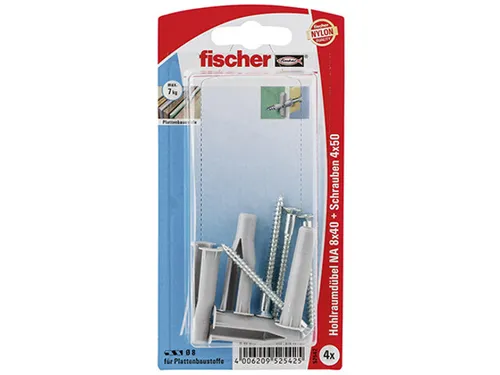Fischer 52542 Nylondübel NA 8x40 S mit Schraube VPE 1 Stück