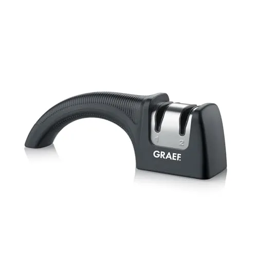 Graef Messerschärfer Pronto - Manuell, 2-Phasen-Schliff mit Diamant-Scheiben, für müheloses Schärfen von Haushalts- und Freizeitmessern