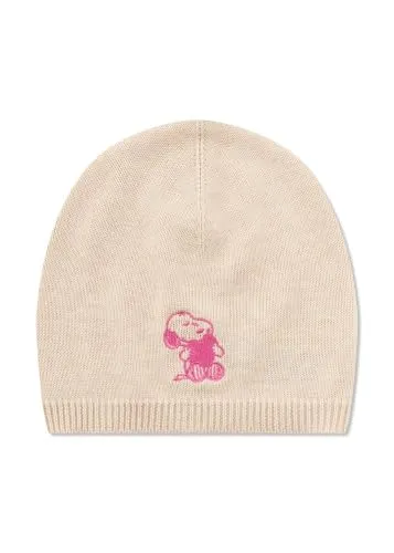 CODELLO X Peanuts leichte Feinstrickmütze mit Snoopy-Stickerei, Beige