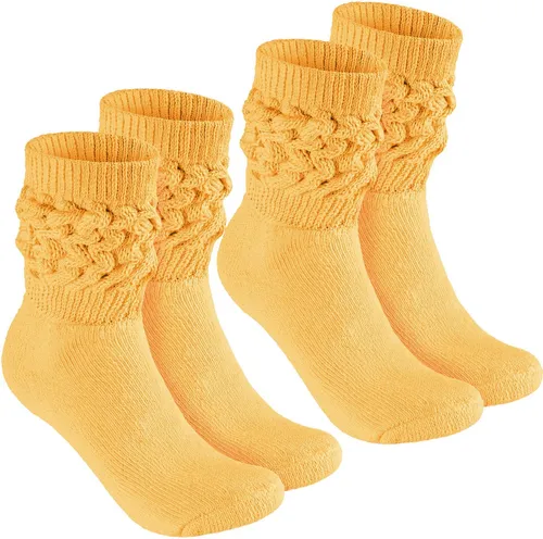 BRUBAKER Schoppersocken Slouch Socken - Damen Fitnesssocken (80s Style, 2-Paar, Baumwolle) Knit Sportsocken für Fitness, Yoga, Workout, Gymnastik und Wellness