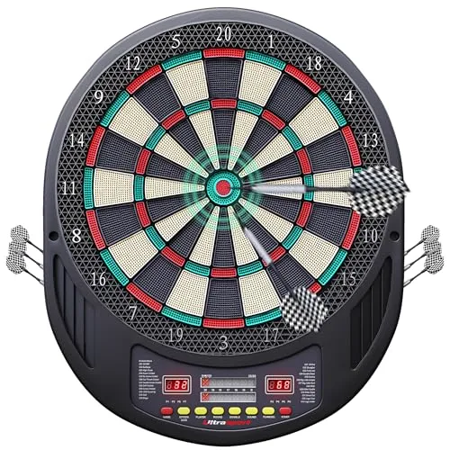 UItrasport Dartboard elektronisch ink. 12 Softpfeile, 271 Spielvarianten, Dartspiel mit LED-Anzeige