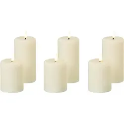 LED Kerzen 6er Set NOISETTE 10/16 cm Cremeweiß