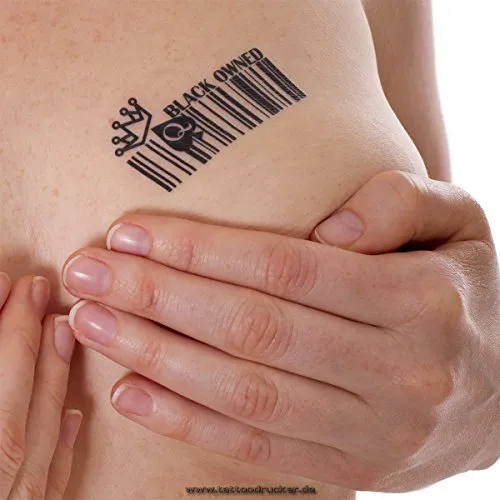 Black Owned Barcode Tattoo - QOS Strichcode Tattoo in schwarz - Kinky Fetish Temporary Tattoo (15) 15 x