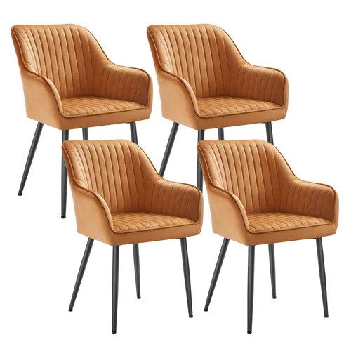 SONGMICS Polsterstuhl mit Metallbeine, Samt, karamellbraun