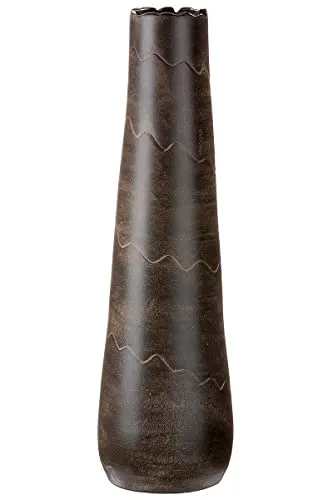 GILDE Keramik Vase Wave XL - Wasserdichte Dekovase in Braun, 60 cm - Elegante 60 cm hohe Keramikvase, europäische Herstellung, ideal für Wohnzimmer-Dekoration. Die matte, dunkelbraune Oberfläche verleiht jedem Raum Charme und Stil.