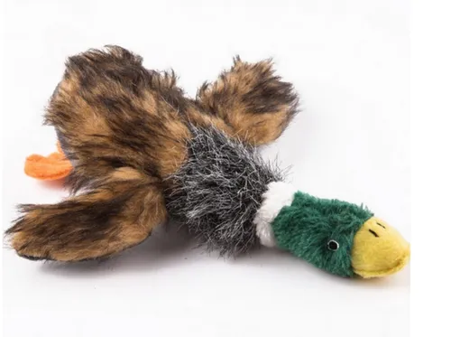Plüschente quietschendes Hundespielzeug 22cm lang Ente zum Jagen und Toben 1