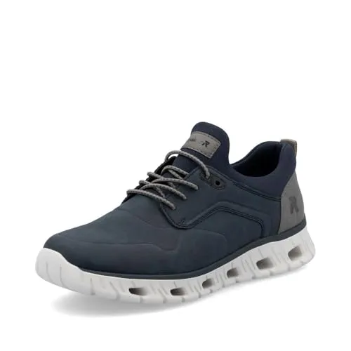 Rieker Herren Low-Top Sneaker 04350 - Bequeme Freizeitschuhe - Herren-Sneaker mit losem Wechselfußbett für optimalen Komfort, ideal für Freizeit und Alltag. Stylisches Design in Blau und flache EVA-Sohle für angenehmes Laufgefühl.