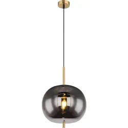 GLOBO 15345H1MM Hängelampe - Elegante Hängelampe in Rauchglas und Messing, ideal für Esszimmer und Wohnzimmer. Variabel in der Höhe und mit warmweißem Licht für eine gemütliche Atmosphäre.