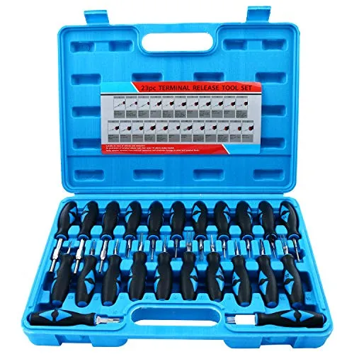 FreeTec 23-tlg Terminal Removal Tool Kit Entriegelungswerkzeug Set KFZ Stecker Auspinnwerkzeug KFZ Set ISO Stecker Entriegelungswerkzeug