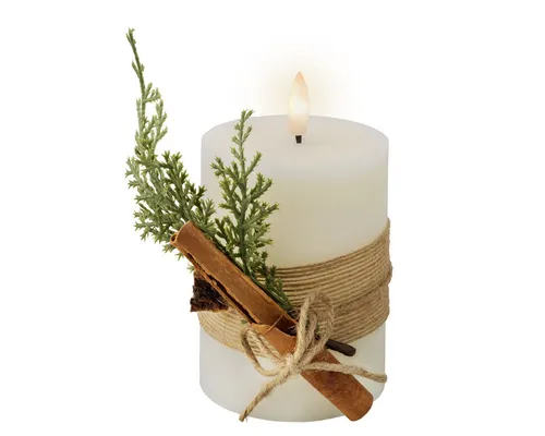 Lumineo LED-Kerze, LED Kerze mit Timerfunktion 7,5x13cm Wachs Rustik Creme / Warmweiß