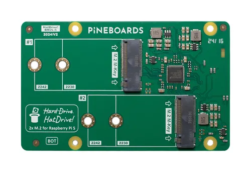 Pineboards HatDrive! Dual, 2x NVMe 2230/2242 GEN 2 Erweiterung für Raspberry Pi 5