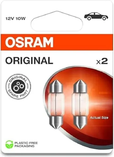 Osram Automotive Soffitten Leuchtmittel C10W 10W 12V - Autobeleuchtungen mit bewährter Qualität, überzeugender Helligkeit und zuverlässiger Lebensdauer – ideal für Kunden, die Wert auf preisliche Bodenhaftung legen.