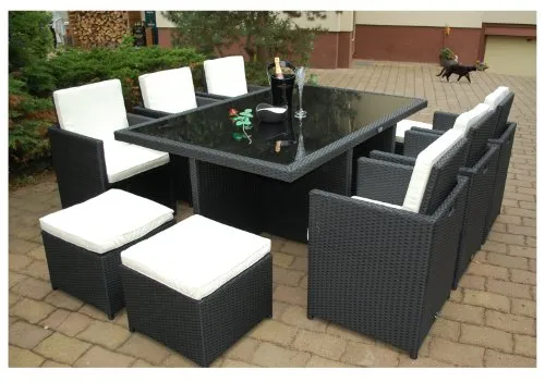 Premium PolyRattan Gartenmöbel Essgruppe - Möbelsets aus rostfreiem Aluminium mit 8 Jahren Garantie, ideal für Terrasse und Balkon - stilvoll und langlebig.