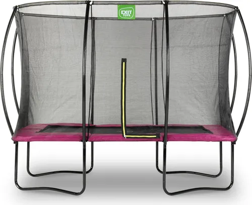 EXIT Gartentrampolin Silhouette 214x305 cm mit Sicherheitsnetz in Rosa - Trampolin für den Outdoor-Spaß, rechteckig, mit stabilen Stahlrahmen und sicherem Sicherheitsnetz für unbeschwertes Springvergnügen. Ideal für Kinder ab 3 Jahren.