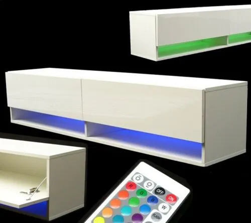 LED Lowboard TV-Schrank 140 cm Hochglanz Weiß