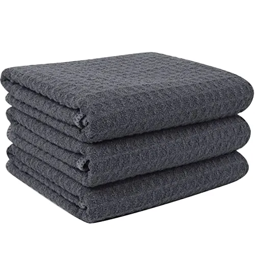 VIVOTE Microfaser Geschirrtücher Waschbar Waffelgewebe Handtuch Super saugfähige Geschirrhandtücher Fusselfrei, 40 cm x 56 cm 3 Stück Grau