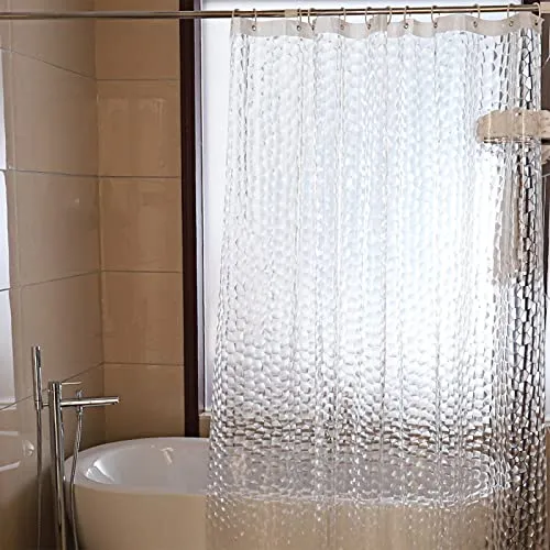 Gvolatee Duschvorhang Antischimmel 180 X 200 cm, Waschbar Eva Shower Curtains mit 12 Duschvorhangringen, 3D Anti-Bakteriell Duschvorhänge, Wasserdicht Bad Vorhang, Halbtransparent Badezimmer Vorhang