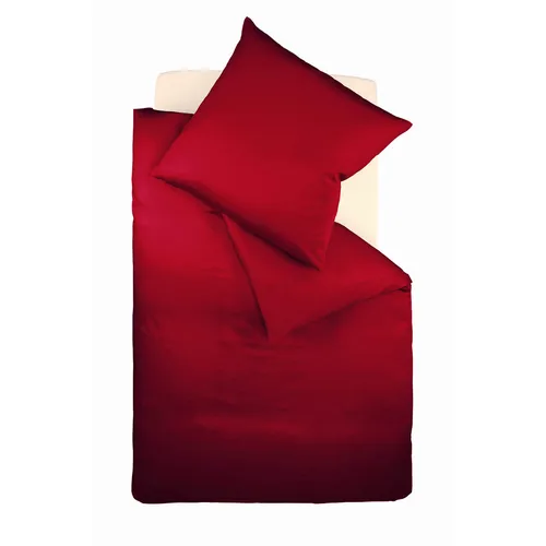 fleuresse Makosatin Bettwäsche Set 155 x 200 cm in Bordeaux - Bettwäsche-Set in elegantem Bordeaux, 100% Baumwolle, fusselt und knittern nicht, mit hochwertigen Reißverschlüssen, bei 60° waschbar und trocknergeeignet.