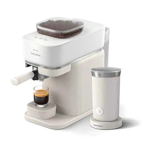 PHILIPS Baristina Espressomaschine BAR303/00 - 16 bar Pumpendruck, integriertes Mahlwerk für frische Bohnen und separater Milchaufschäumer
