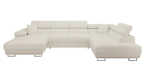 MIRJAN24 Wohnlandschaft Torezio Bis mit Bettkasten - Moderne U-Form Wohnlandschaft mit Schlaffunktion und verstellbaren Kopfstützen, ideal für gemütliche Abende und Gästeübernachtungen.