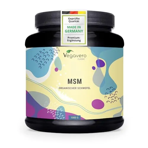 Vegavero MSM Pulver 1000 g | 99,9% rein | Laborgeprüft - Dimethylsulfon (MSM) in Premiumqualität, 99,9% rein, vegan und ohne Zusatzstoffe. Ideal zur Unterstützung des Wohlbefindens und leicht wasserlöslich.