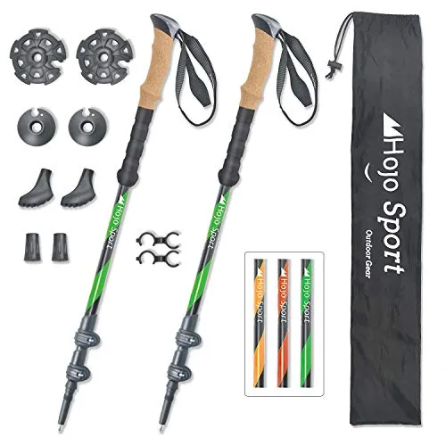 Hojo Sport Teleskop Wanderstock - Verstellbare Alu-Walking Stöcke mit Korkgriff - Stöcke für Wanderer, verstellbar von 65 cm bis 135 cm, leichtes Aluminium und komfortabler Korkgriff für besten Halt und Ergonomie.
