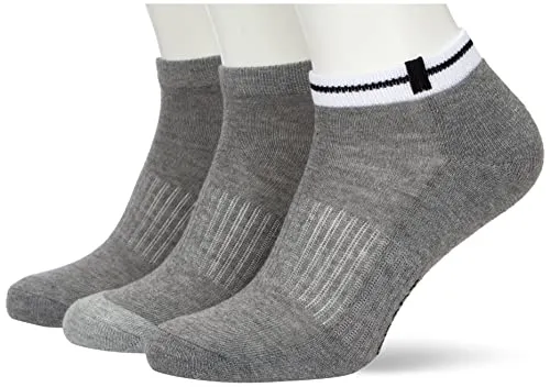 Nur Die 3er Pack Sport Sneaker aus atmungsaktiver Baumwolle kurze Sportsocken mit gepolsterter Sohle Damen, graumel., 39-42