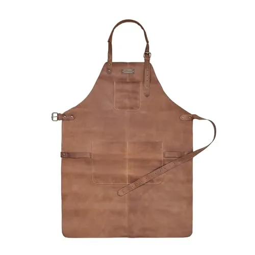 DRAKENSBERG 'Bob' Leder Grillschürze für Männer - Hochwertige Schürze aus echtem Büffelleder im Vintage-Look – ideal für stilvolle Grillabende und als perfektes Geschenk für Hobbyköche. Handgefertigt und anpassbar für optimalen Sitz.