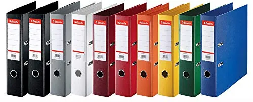 Esselte Ordner 10er Pack - Standard-Rückenbreite 7,5 cm, farblich sortiert und ideal für Büroorganisation
