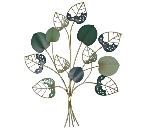 abc HOME Wanddekoobjekt Blätter, Metall 60 cm H - Deko-Objekte: Stilvolle Wanddeko aus Metall mit Blättermotiv, perfekt für eine moderne Wohnatmosphäre.