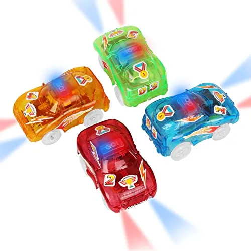 Stück Tracks Cars Magic Race Autorennbahn Spielzeugauto Track Zubehör Auto mit 5 blinkenden LED Leuchten und DIY Aufklebern Kinderspielzeug Geschenke für Alter 3 4 5 6 7 8 Kinder 4
