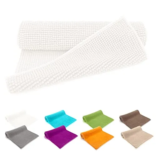 heimtexland ® Badvorleger Chenille Super Flauschig Saugstark Badteppich Badematte Ökotex Typ771 Natur 50 x 80 cm