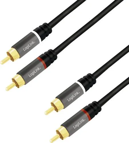 LogiLink CA1209 Cinch Audio Anschlusskabel 10.0m Schwarz Geschirmt, Farbcodiert