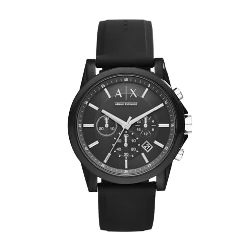 Armani Exchange Herrenuhr AX1326 - Armbanduhren für Herren, 44 mm Gehäuse aus schwarzem Edelstahl, wasserdicht bis 50 m - ideal für Schwimmen und Sport!