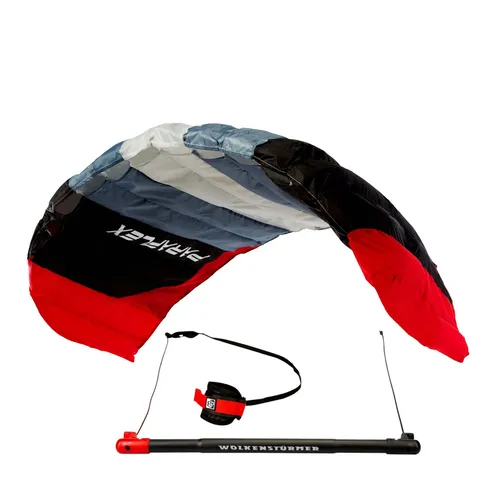 Wolkenstürmer® Paraflex Basic 2-Leiner Lenkmatte 2.1 SE (grau) – Flugfertiger Lenkdrachen - Kites für Kitesurfing – Leicht zu lenken und sofort einsatzbereit mit Dyneema-Schnur, ideal für schnellen Flugspaß und robuste Materialien für harte Landungen.