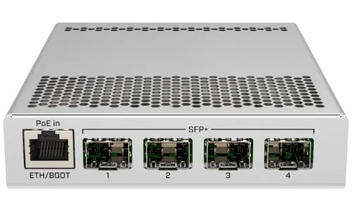 MikroTik CRS305-1G-4S+IN - Leistungsstarker 10G Switch - Router mit 4x SFP+ Ports für bis zu 10 Gbit/s, lüfterloses Design für leisen Betrieb und Dual Boot zwischen RouterOS und SwOS.