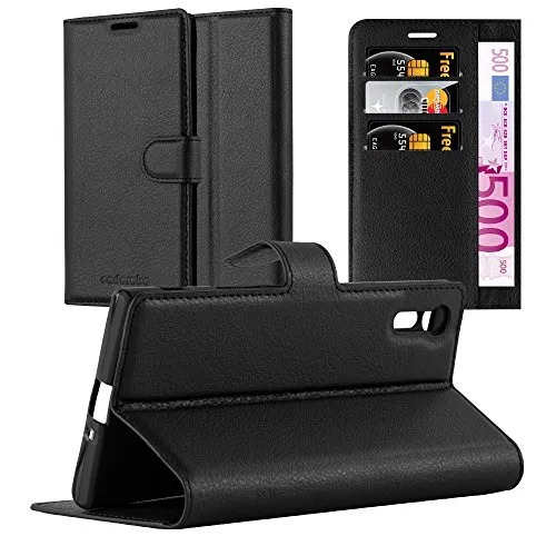 Cadorabo Hülle kompatibel mit Sony Xperia XZ/XZs Handyhülle aus Kunst Leder Flip Klappbare Magnetische [Standfunktion] [Kartenfächern] Cover Hülle für Sony Xperia XZ/XZs Tasche in Schwarz