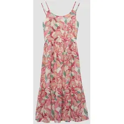 s.Oliver RED LABEL Tailliertes Freizeitkleid in Rosa, Größe 146 - Floral gemustertes Kinderkleid von s.Oliver RED LABEL, aus leichtem Chiffon für ein luftiges Tragegefühl. Perfekt für entspannte Tage mit verspielter Raffung und schmalen Trägern.