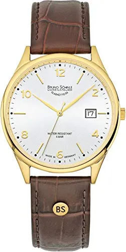 BRUNO SÖHNLE Quarzuhr 17-13221-921 - Armbanduhren: Hochwertige Herrenuhr mit klassischem Design, hervorragender Ablesbarkeit und komfortablem Kalbslederarmband für ein elegantes Tragegefühl.