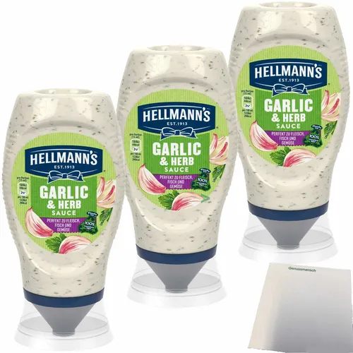 Hellmann´s Grillsauce Garlic&Herb Knoblauch+Kräuter 3er Pack 3x250ml Flasche usy