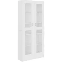 vidaXL Vitrinenschrank Weiß 82,5x30,5x185,5 cm - Regal aus hochwertigem Holzwerkstoff mit 5 Fächern und 2 Türen, ideal für dekorative Aufbewahrung und vielseitig einsetzbar in jedem Wohnraum.