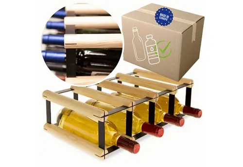 Modo24 Weinregal RW8 Flaschenregal Metall - Holz Flaschenständer 1 bis 81 Flaschen, Weinregal Modular Flaschenregal Weinständer Flaschenständer