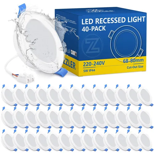 40er Set LED Einbaustrahler Spots 230V Flach 68-80mm Lochmaß, Neutralweiß Dec...