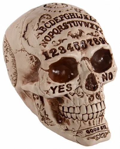Horror-Shop Dekoobjekt Wahrsage Totenkopf mit Ouija Motiv 18cm