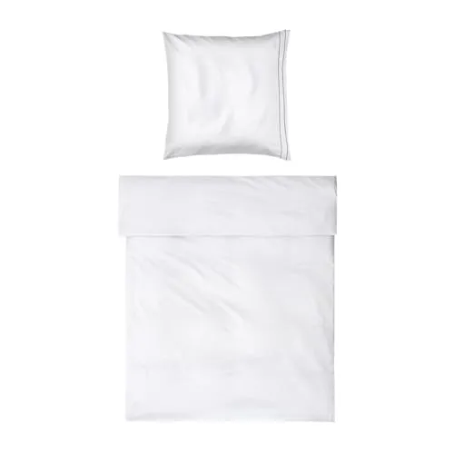 MÖVE Noblesse Bettwäsche-Set 135x200 cm + 80x80 cm aus 100% Baumwolle, White/Grey